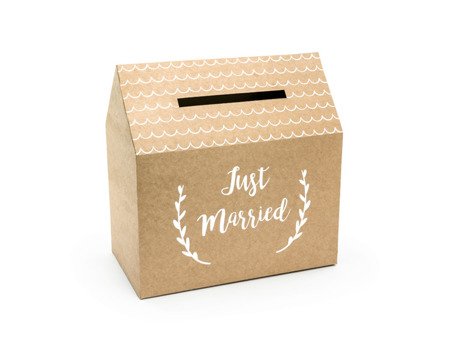 Pudełko na koperty - Just Married, kraft, 30x30,5x16,5cm (1 karton / 60 szt.)