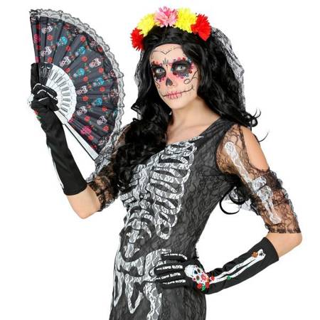 RĘKAWICZKI CZARNE DIA DE LOS MUERTOS 40 CM