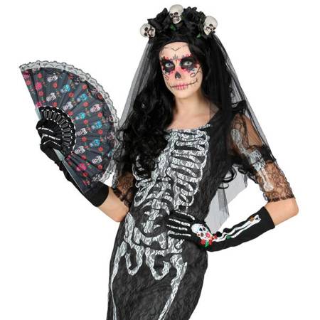 RĘKAWICZKI CZARNE DIA DE LOS MUERTOS 40 CM