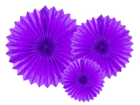 Rozety dekoracyjne, fiolet, 20-40cm (1 karton / 50 op.) (1 op. / 3 szt.)