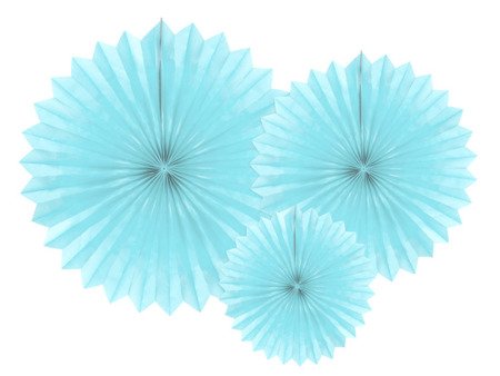Rozety dekoracyjne, jasny błękit, 20-40cm (1 karton / 50 op.) (1 op. / 3 szt.)