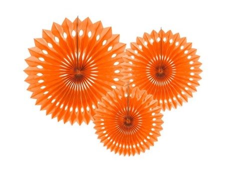 Rozety dekoracyjne, pomarańczowy, 20-30cm (1 karton / 50 op.) (1 op. / 3 szt.)
