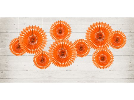 Rozety dekoracyjne, pomarańczowy, 20-30cm (1 karton / 50 op.) (1 op. / 3 szt.)