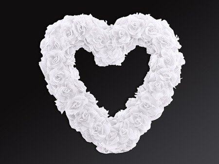 Serce kwiatowe puste, biały, 50cm