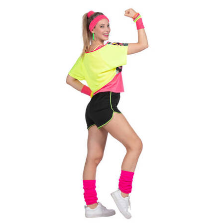 Strój fitness aerobic neon lata 80