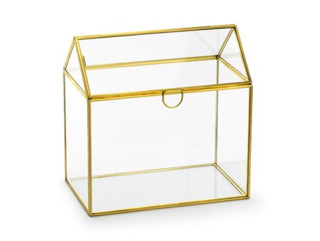 Szklane pudełko na koperty, złoty, 13x21x21cm (1 karton / 4 szt.)