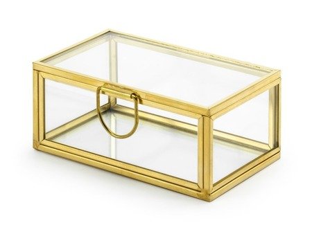 Szklane pudełko na obrączki, złoty, 9x5,5x4cm