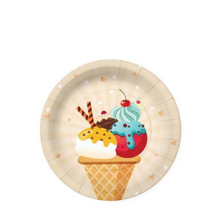 TALERZYKI PAPIEROWE ICE CREAM 18CM 8 SZT.