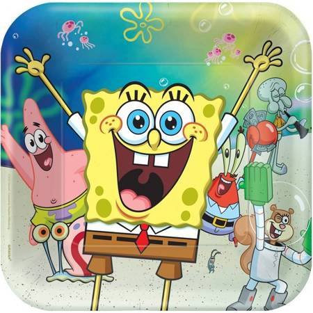 TALERZYKI PAPIEROWE SPONGEBOB 23CM, 8szt.