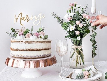 TOPPER NA TORT MARIAGE ZŁOTY 22,5 CM