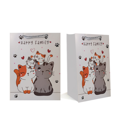 TORBA PREZENTOWA KOTKI HAPPY FAMILY 26X32,5X10 CM