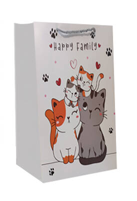 TORBA PREZENTOWA KOTKI HAPPY FAMILY 26X32,5X10 CM