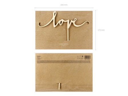 Topper drewniany Love, 16cm (1 karton / 40 szt.)