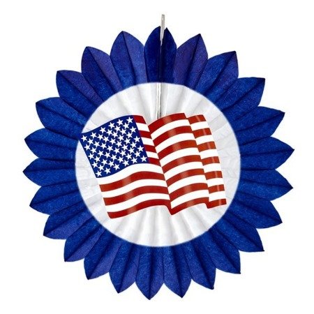 Wachlarz, Rozeta, Flaga US, dekoracja, 50 cm