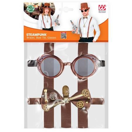 ZESTAW STEAMPUNK GOGLE +MUSZKA +SZELKI