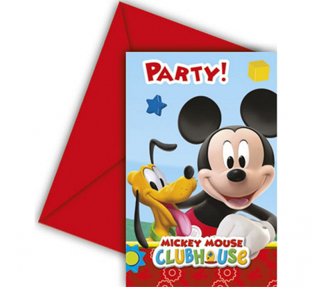 Zaproszenia z kopertą Playful Mickey 6 szt.